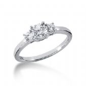Platinum Diamond Engagement Ring 3 Round Total 0.70 ctw.