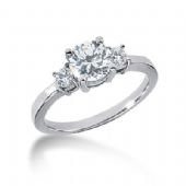 Platinum Diamond Engagement Ring 3 Round Total 1.20 ctw 1002