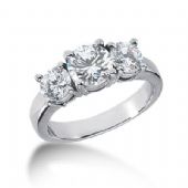 14K Diamond Engagement Ring 3 Round Stones Total 2.00 ctw.
