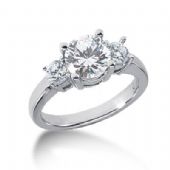 Platinum Diamond Engagement Ring 3 Round Total 2.00ctw. 1004