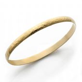 5mm Plain Dome Yellow Gold Hammered Womens Gold Bangle