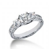 14k Sidestone Diamond Engagement Ring  1.37 ctw.  2000-ENGSS14K-735