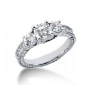 18k Sidestone Diamond Engagement Ring   1.37 ctw.   2000-ENGSS14K-735