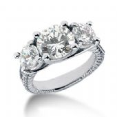 18K Side Stone Diamond Engagement Ring 4.38ctw 2001-ENGSS14K-758