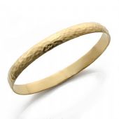 8mm Plain Dome Hammered Womens Gold Bangle