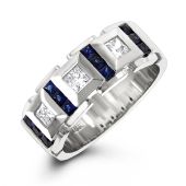 18K Gold & 1.55 Carat Diamond Sapphire Wedding Ring for Men