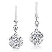 18K Gold & 2.78 Carat VS Diamond Designer Cluster Earrings