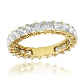 18K Gold & 3 Carat Princess Cut G/VS Diamond Eternity Band