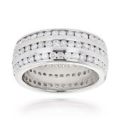 18K Gold & 4.50 Carat 3-Row Diamond Eternity Band
