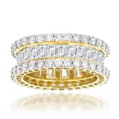 18K Gold & 6 Carat Diamond Round Baguette Eternity Band