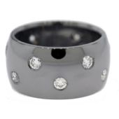 18K Black Gold 12mm Starlight Diamond Wedding Band Rings 1993