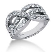 18K Modern Swirl Round Brilliant Diamond Anniversary Ring (2.96ctw.)