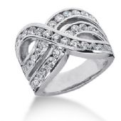 18K Swirled Wave Round Brilliant Diamond Anniversary