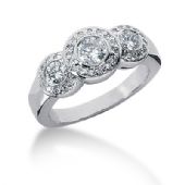 18K Three Center Round Brilliant Diamond Anniversary Ring (0.78ctw.)