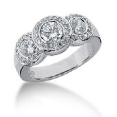 18K Tripad Main Round Brilliant Diamond Anniversary Ring (1.3ctw.)