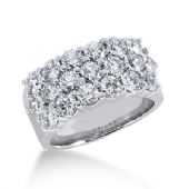 18K Three Row Pattrened, Round Brilliant Diamond Ring (2.85 ctw.)