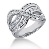 18K Interlock Design Round Brilliant Diamond Anniversary Ring (1.68ctw.)