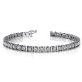 18K White Gold Diamond Illusion Round Brilliant Prong Set Tennis Bracelet (1.56ctw.)