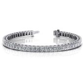 18K White Gold Diamond Princess Cut Channel Set Tennis Bracelet (8.96ctw.)