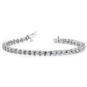 18K White Gold Diamond Round Brilliant 3 Prong Set Tennis Bracelet (6.0ctw.)