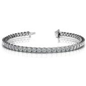 18K White Gold Diamond Round Brilliant 4 Prong Set Tennis Bracelet (6.12ctw.)