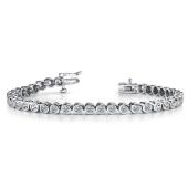 18K White Gold Diamond Round Brilliant Bezel Set Tennis Bracelet (2.82ctw.)