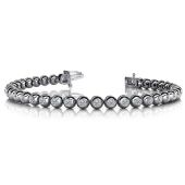 18K White Gold Diamond Round Brilliant Bezel Set Tennis Bracelet (3.04ctw.)