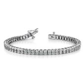 18K White Gold Diamond Round Brilliant Half Bezel Set Tennis Bracelet (5.13ctw.)