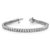 18K White Gold Diamond Round Brilliant Half Bezel Tennis Bracelet (3.06ctw.)