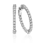 18K White Gold Shared Prong Set Diamond Hoop Earring (1.50ctw.)