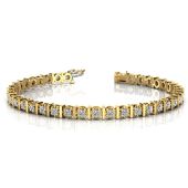 18K Yellow Gold Diamond Illusion Round Brilliant Prong Set Tennis Bracelet (1.56ctw.)