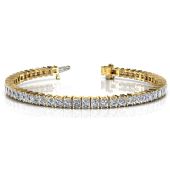 18K Yellow Gold Diamond Princess Cut 4 Prong Set Tennis Bracelet (9.35ctw.)