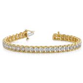 18K Yellow Gold Diamond Round Bridge Prong Set Tennis Bracelet (2.00ctw.)