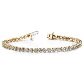 18K Yellow Gold Diamond Round Brilliant 3 Prong Set Tennis Bracelet (5.06ctw.)