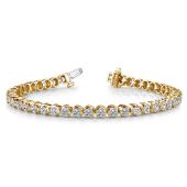 18K Yellow Gold Diamond Round Brilliant 3 Prong Set Tennis Bracelet (5.16ctw.)