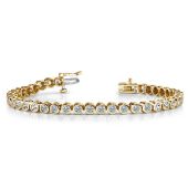 18K Yellow Gold Diamond Round Brilliant Bezel Set Tennis Bracelet (2.82ctw.)