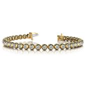 18K Yellow Gold Diamond Round Brilliant Bezel Set Tennis Bracelet (3.04ctw.)