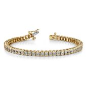 18K Yellow Gold Diamond Round Brilliant Half Bezel Set Tennis Bracelet (5.13ctw.)