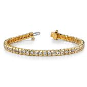 18K Yellow Gold Diamond Round Brilliant Half Bezel Tennis Bracelet (3.06ctw.)