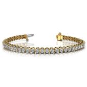 18K Yellow Gold Diamond Round Brilliant Prong Set Tennis Bracelet (4.08ctw.)