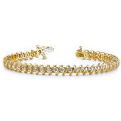 18K Yellow Gold Diamond Round Brilliant Spiral Set Tennis Bracelet (2.94ctw.)