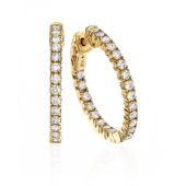 18K Yellow Gold Four Prong Set Round Diamond Hoop Earring (1.00ctw.)