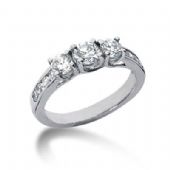 18K Side Stone Diamond Engagement Ring   1.15 ctw 2004-ENGSS18K-6135