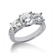 18K Side Stone Diamond Engagement Ring   4.30 ctw 2005-ENGSS18K-6154