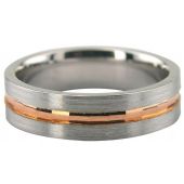 14K Gold Two Tone 6mm Rose Gold Center Facets Wedding Ring 236