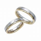 18k Gold His & Hers Two Tone 0.05 ct Diamond Wedding Band Set 011