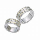 18k Gold His & Hers Two ToneWedding Band Set 013