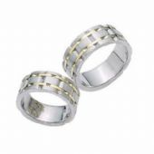 950 Platinum and 18k Gold His & Hers Two Tone Wedding Band Set 013