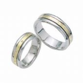950 Platinum and 18K Gold His & Hers Two Tone Wedding Band Set 014