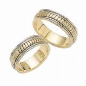 18k Gold His & Hers Two Tone Wedding Band Set 018